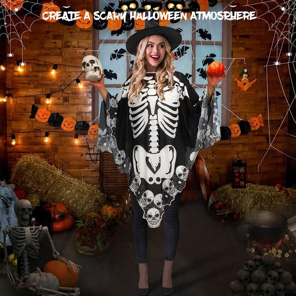 Halloween Skeleton Poncho