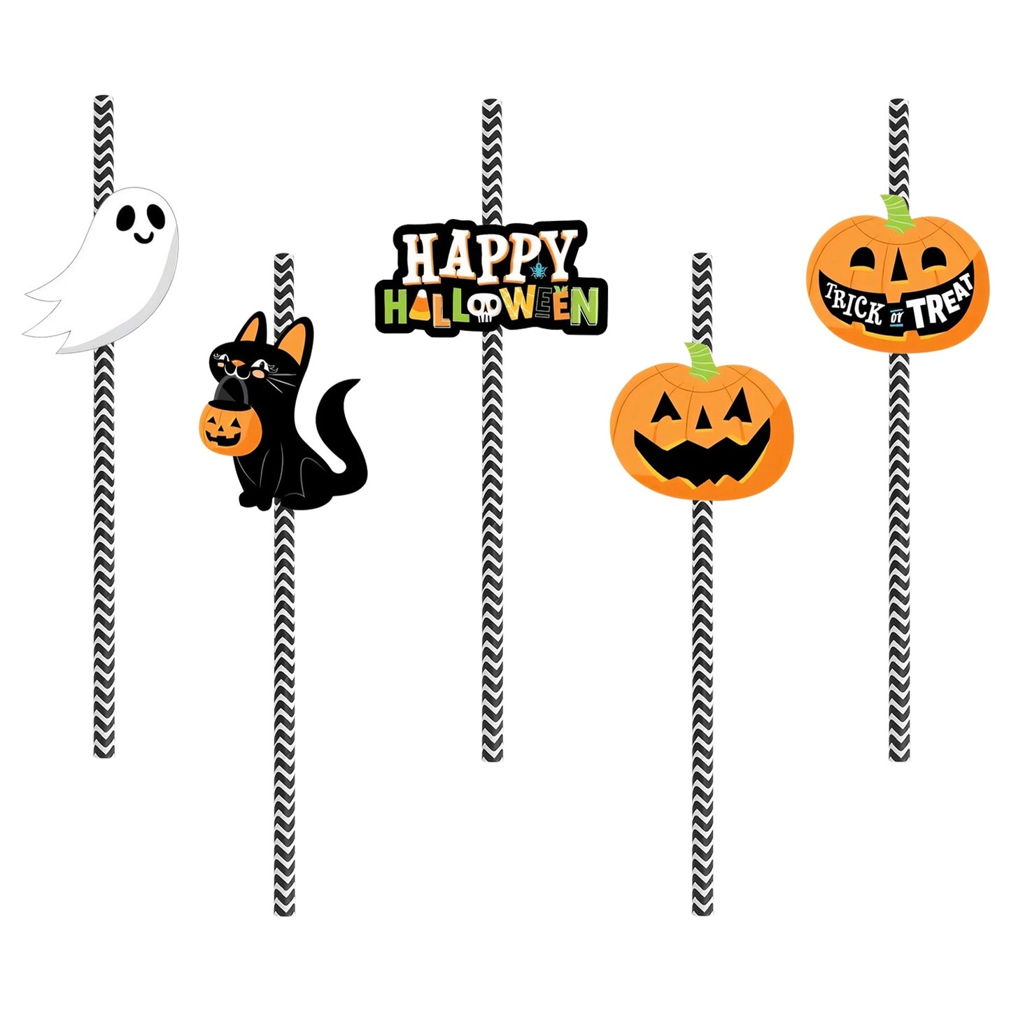 Set Of 25Pcs Halloween Party Decorative Straws