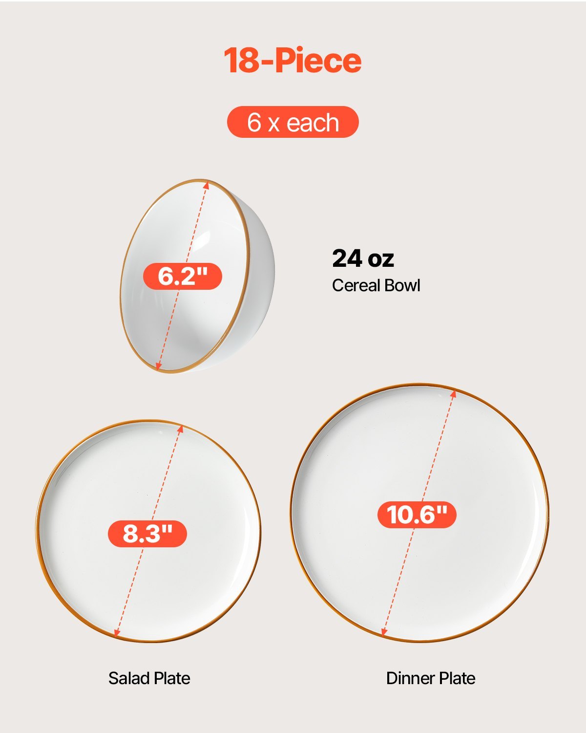 18 PCS Ceramic Dinnerware Set