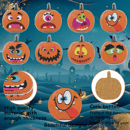 8 Packs Halloween Rhinestones Art Coasters