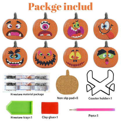 8 Packs Halloween Rhinestones Art Coasters