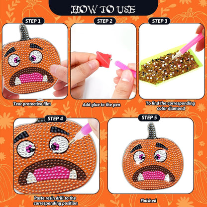 8 Packs Halloween Rhinestones Art Coasters