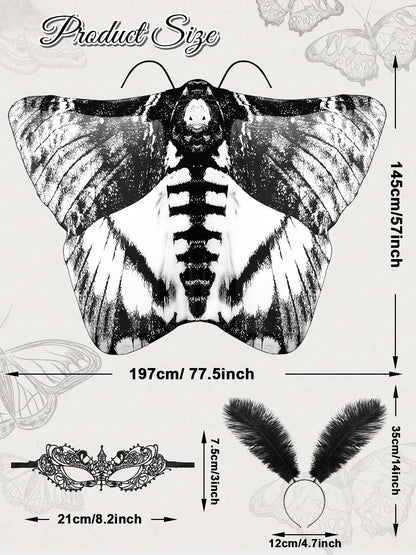 3 Pcs Moth Butterfly Wings Cape Set