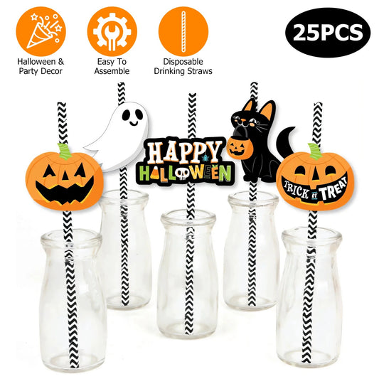 Set Of 25Pcs Halloween Party Decorative Straws