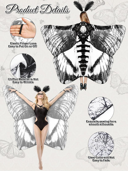 3 Pcs Moth Butterfly Wings Cape Set